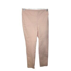 Gingham Pants Pull On Stretch Career Casual Pink‎ White Checkered Trousers